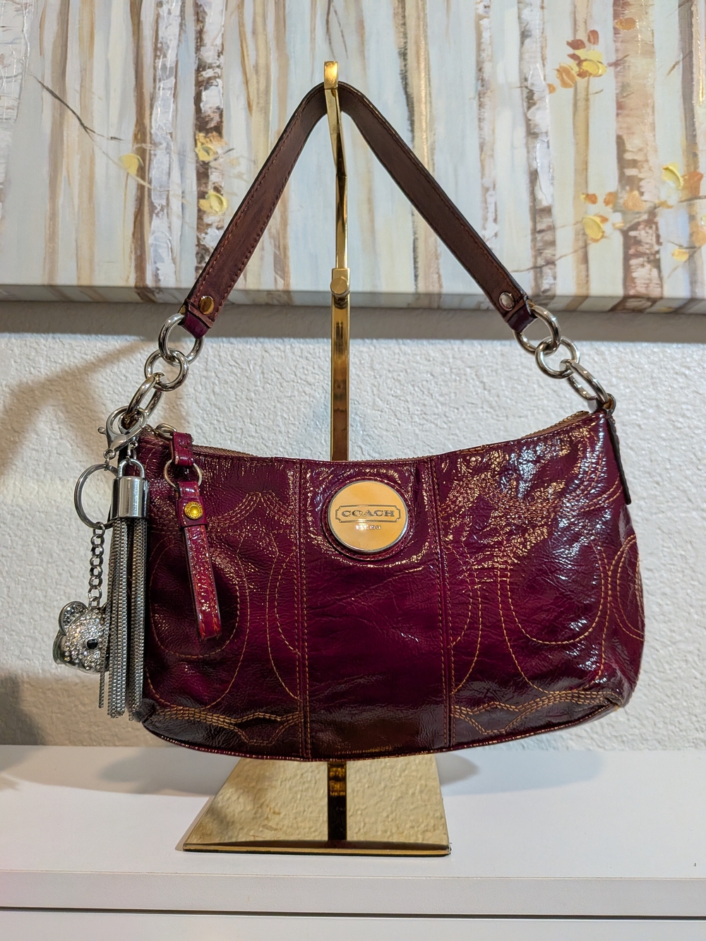 Coach Poppy Patent Leather Shoulder Bag in Plum